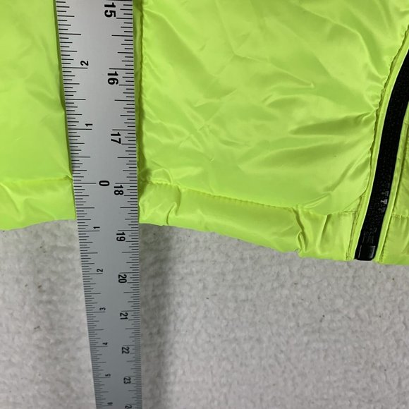 Calvin Klein Puffer Vest Womens M Highlighter Yellow Crop Performance 7580 - Picture 8 of 9
